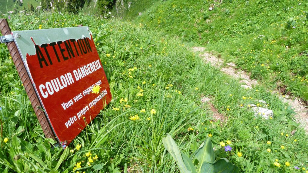 Dangerous scree path