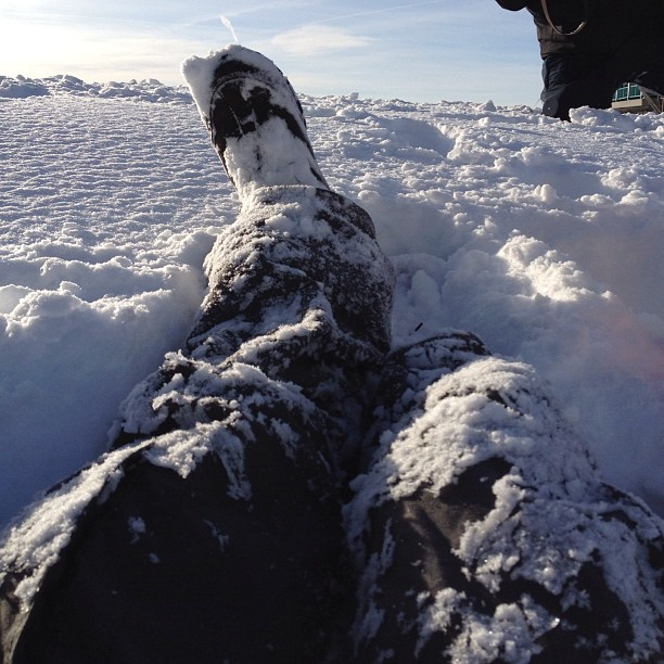 My legs, covered in snow.