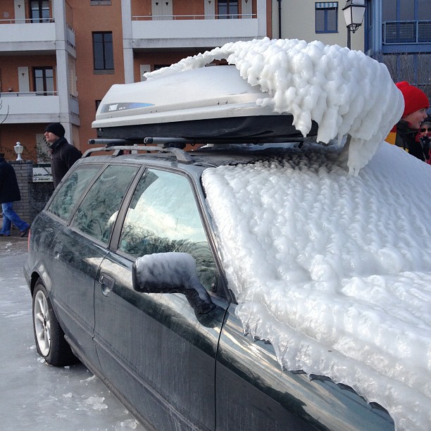 Half car half ice berg