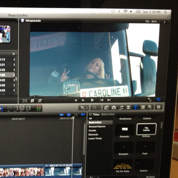 Cute female truck driver at the lakeparade.