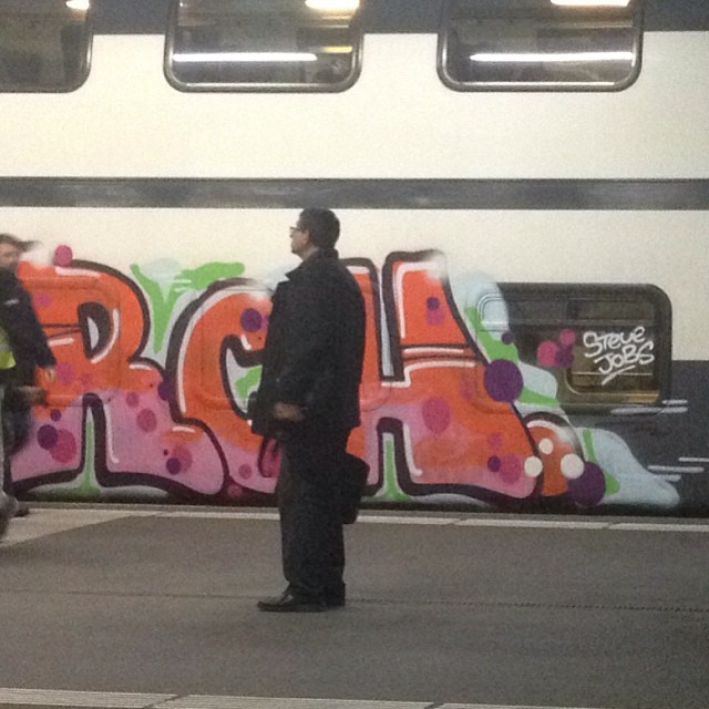 Steve jobs is tagging trains now