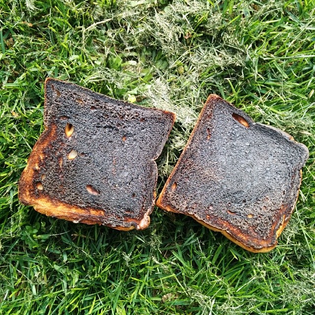 Earlier this morning I didn't check the toaster settings. It was set for eight minutes... Apparently that's too long...