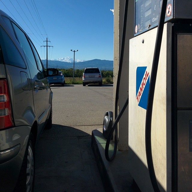 A view of the mont blanc from my village's petrol station. Terribly ugly I know ;-)