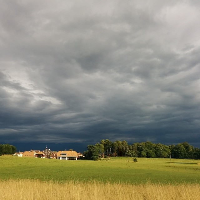 Stormy skies.