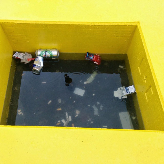They didn't think to put a drain in the middle...
