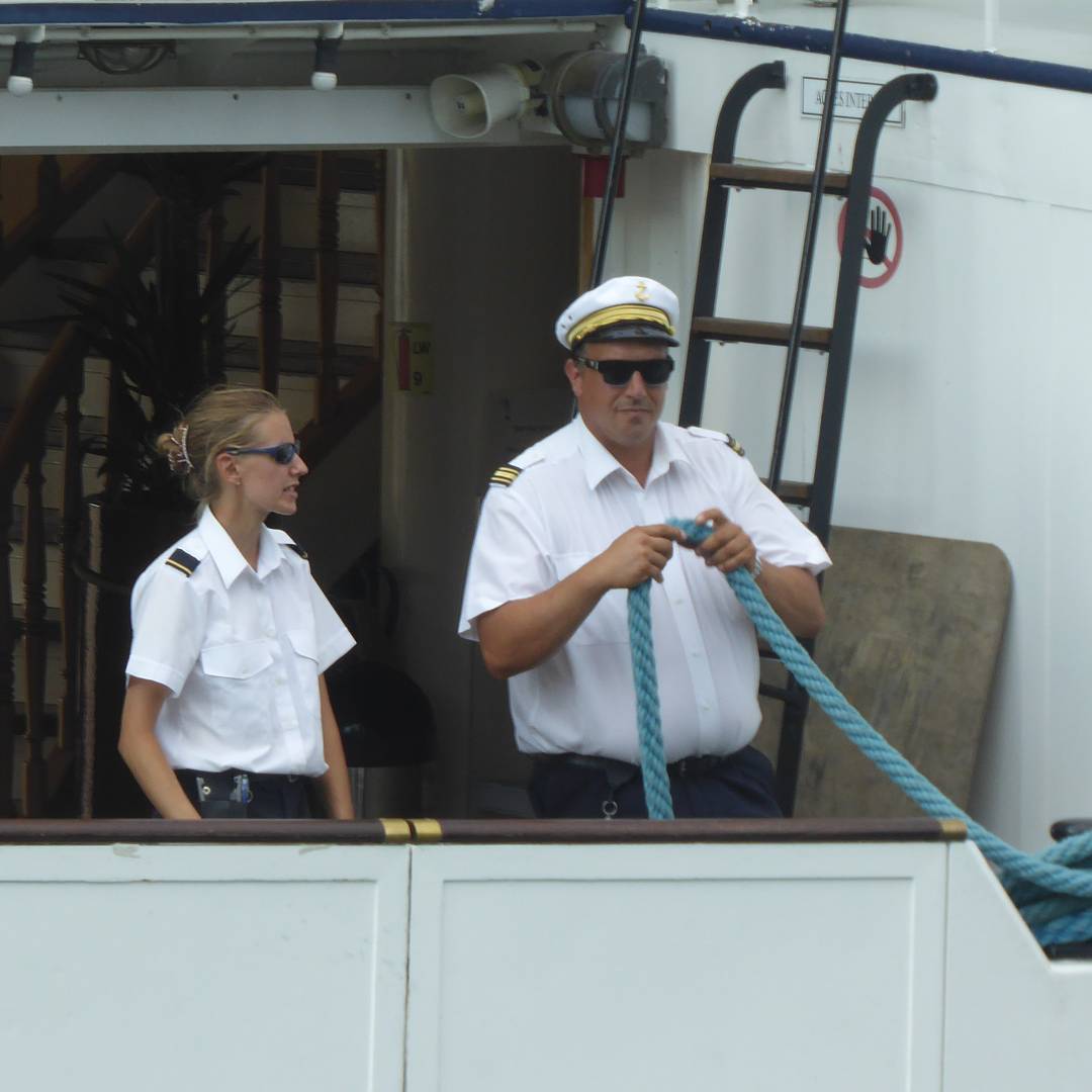 As the savoie casts off from Geneva crew take in the ropes
