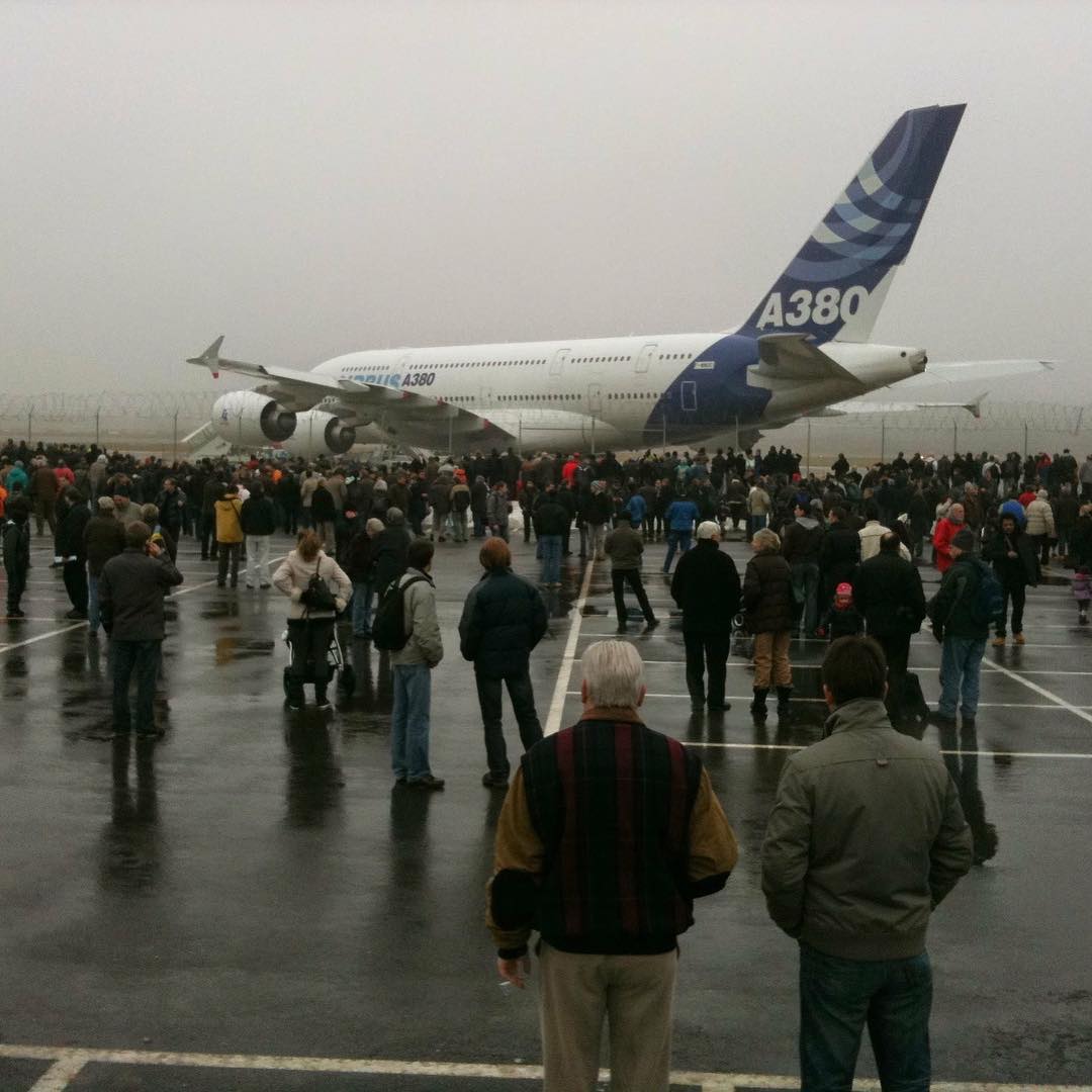 When the airbus A-380 came to Geneva airport. :-)