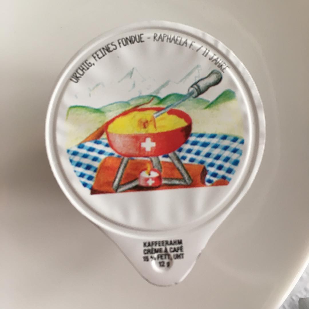In Switzerland coffee milk advertises fondue.
