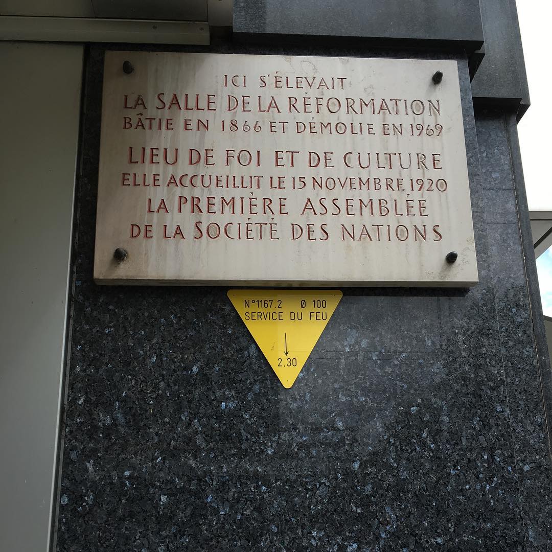 Geneva is such a boring city that they break down the building where the League of Nations was held. They demolished it in 1969. Short sighted monkeys. Replacing a building with a plaque.
