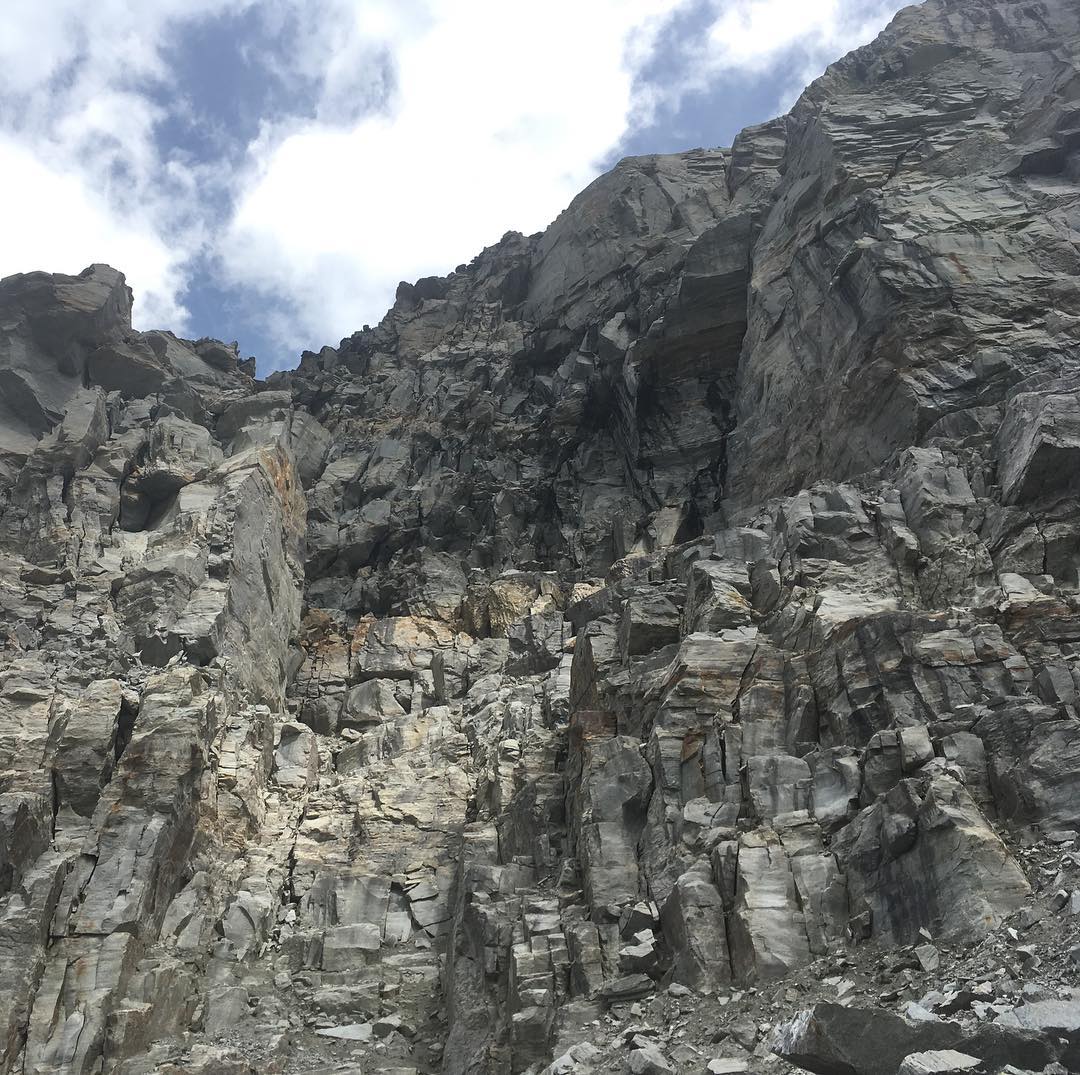 Dangerous rock fall zone. We saw rockfall beyond this point.