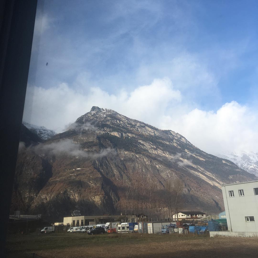 View from a Swiss climbing gym.