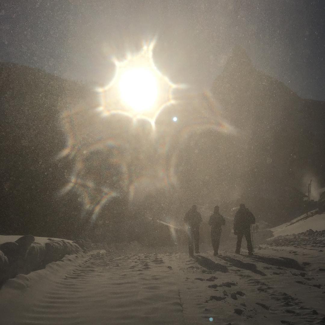 We walked through (snow canon) blizzards.