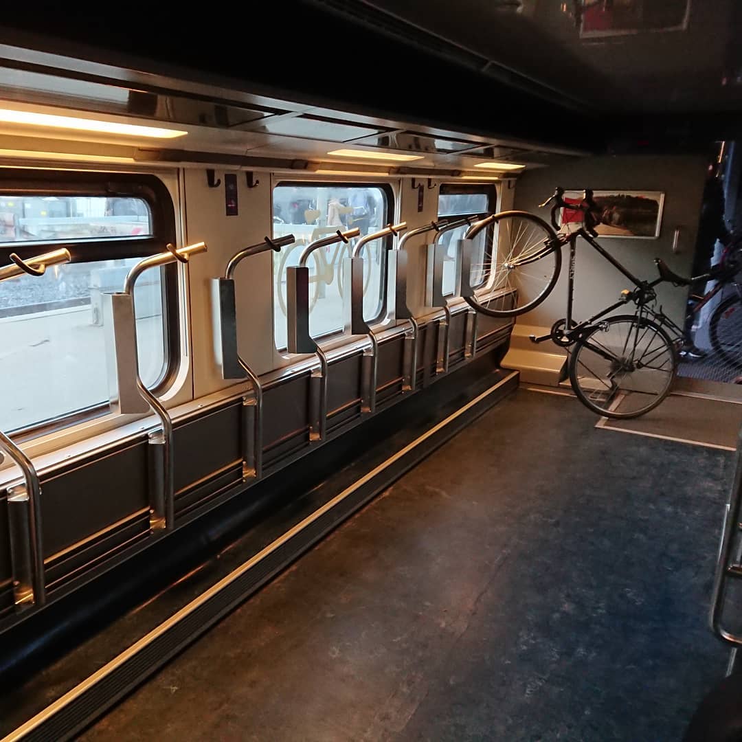 The amount of space devoted to bikes on a Swiss train.