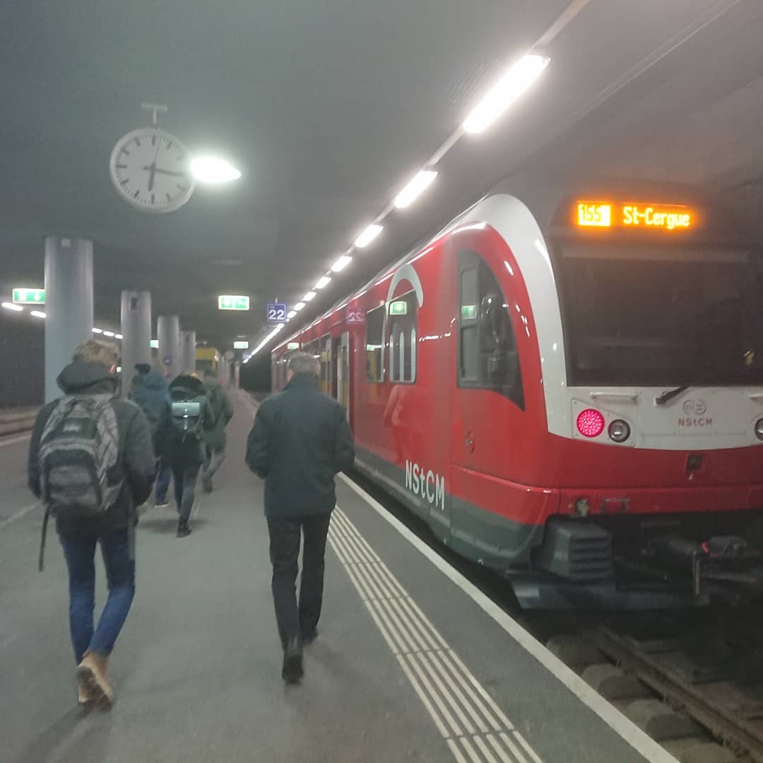 Taking one of the new trains.