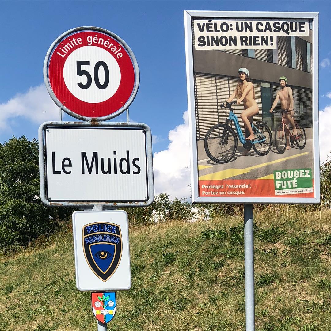 Cycle naked and wear a helmet in this 50 zone.