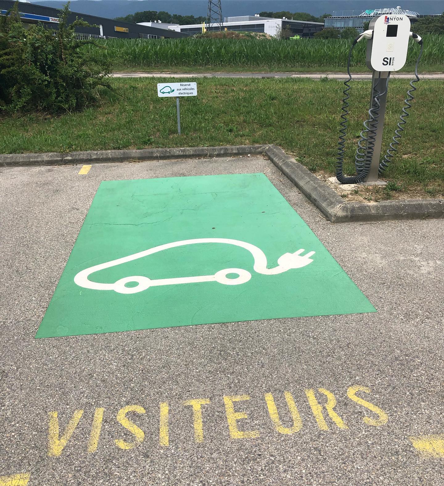 Dedicated visitor parking for electric cars.