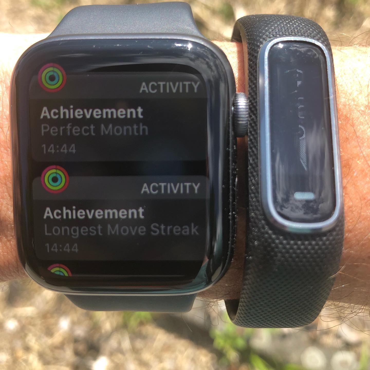 According to Apple Watch having a broken arm is a perfect month. ;-)