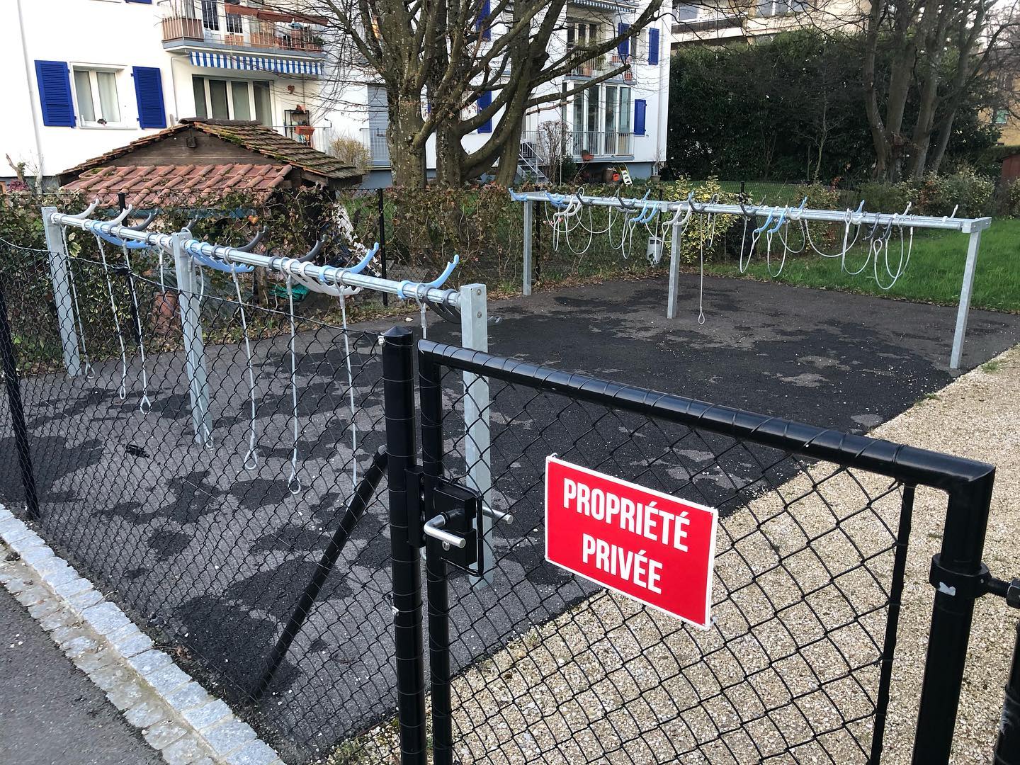 Modern place. A bike parking where you can keep them locked up by default.