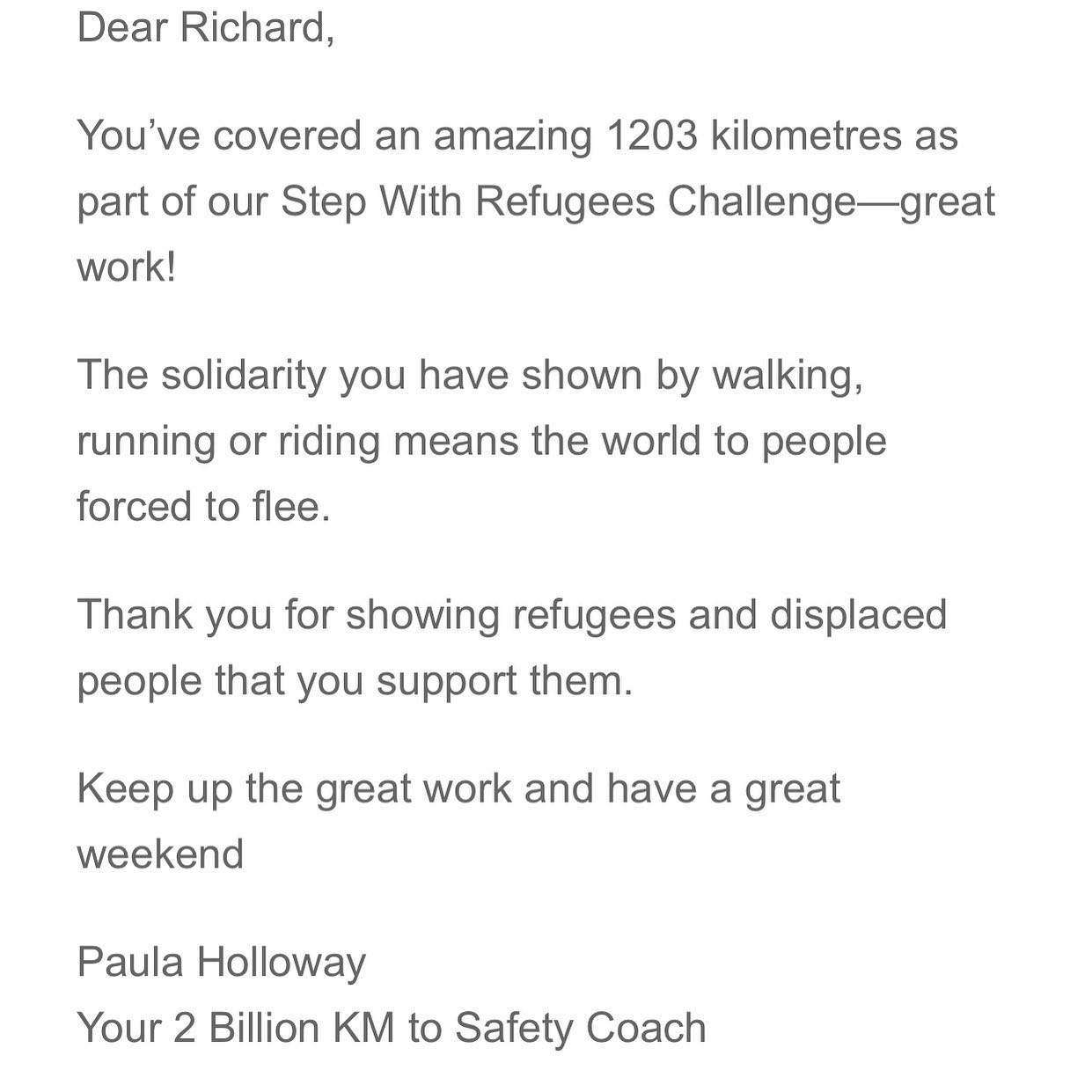 And still walking every day.