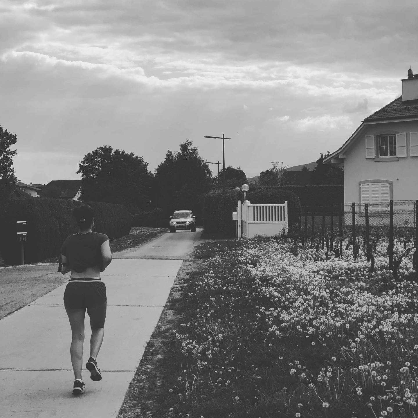 Woman on her daily run. Maybe.