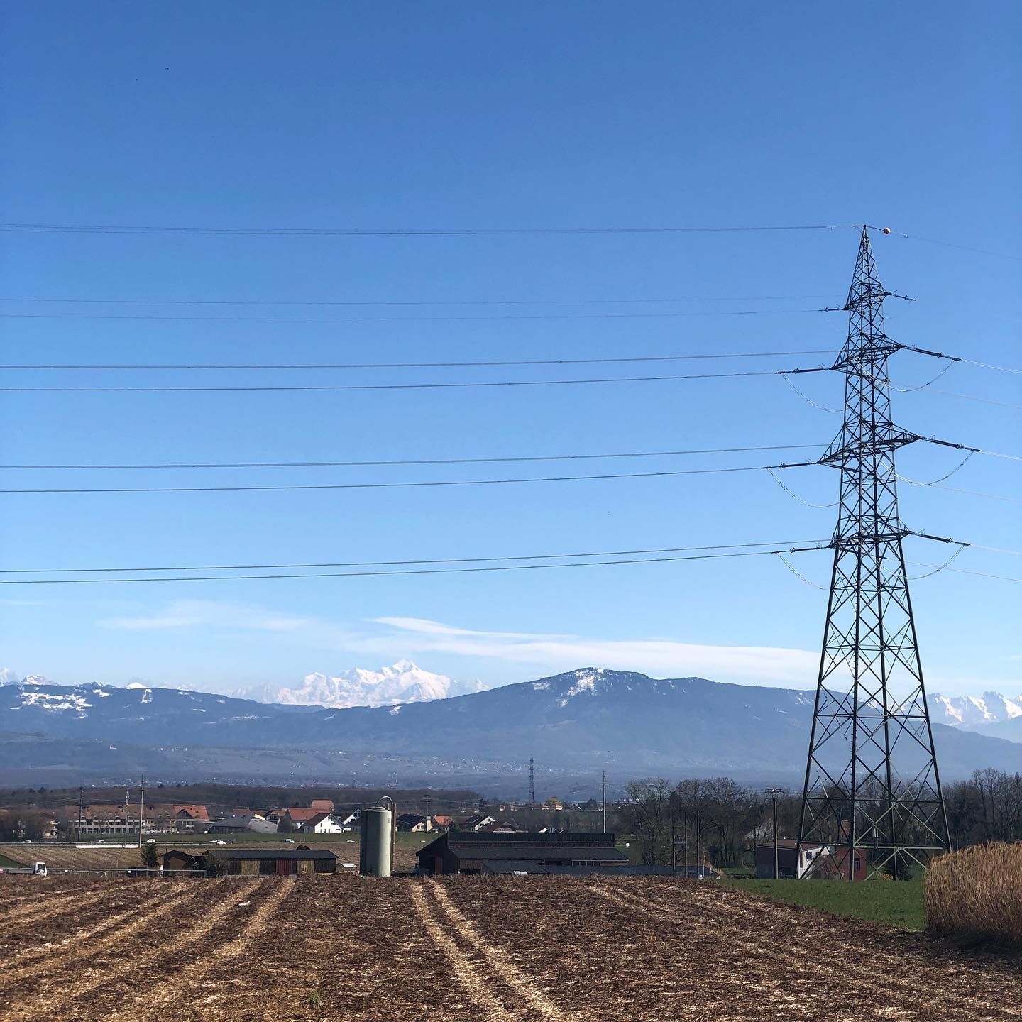The Mont Blanc and a pylon.